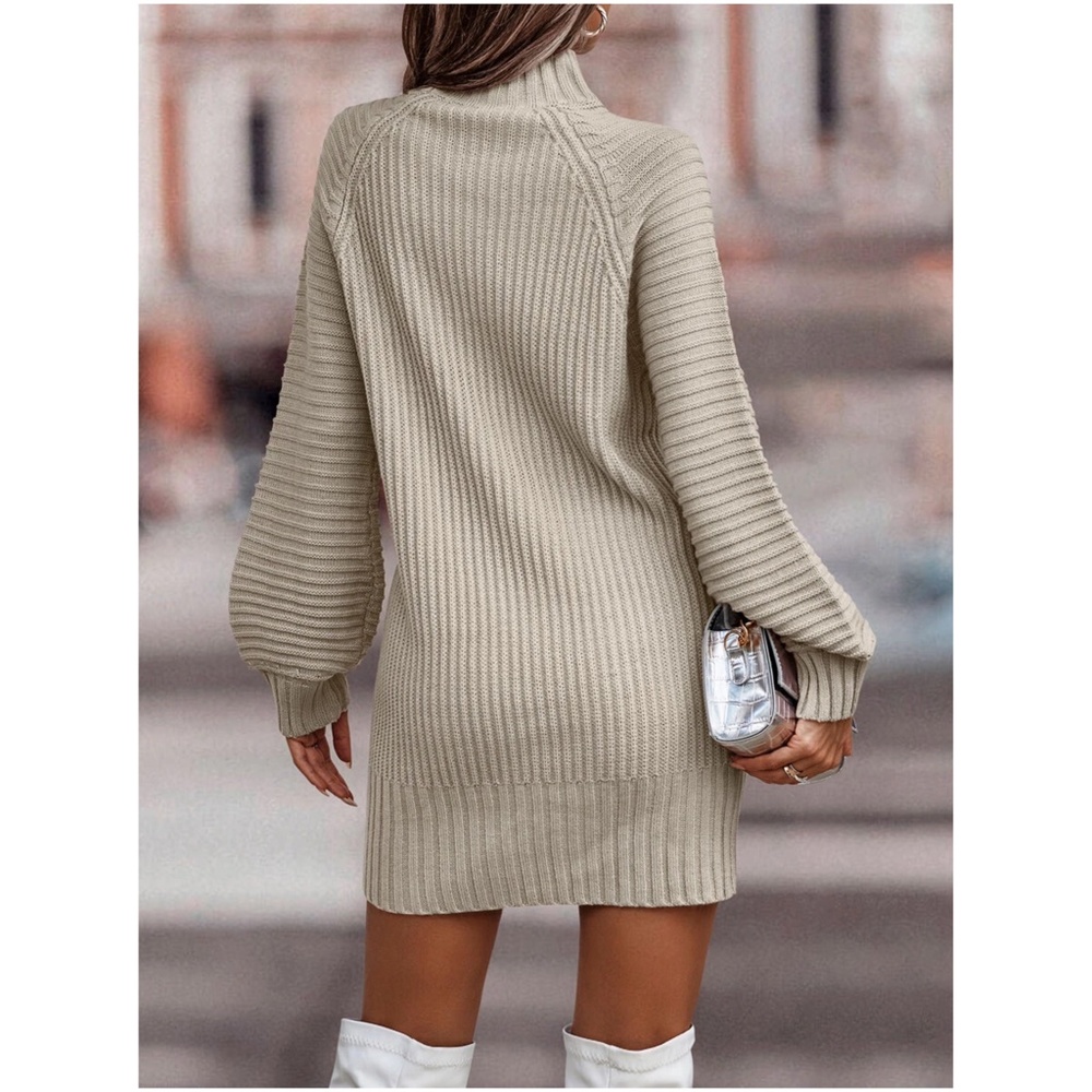 Cozy Mock Neck Cable knit Sweater Dress - Picture 12 of 15